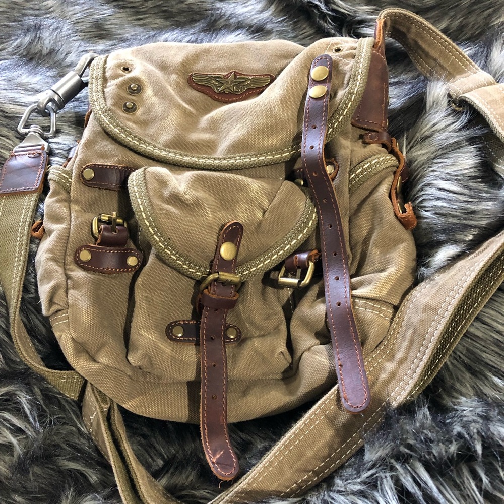Canvas aviator messenger bag